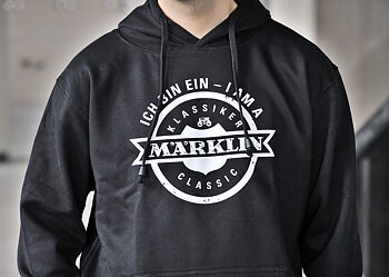 Luvtröja, hoodie 'Ich bin ein Märklin Klassiker' strl XXL