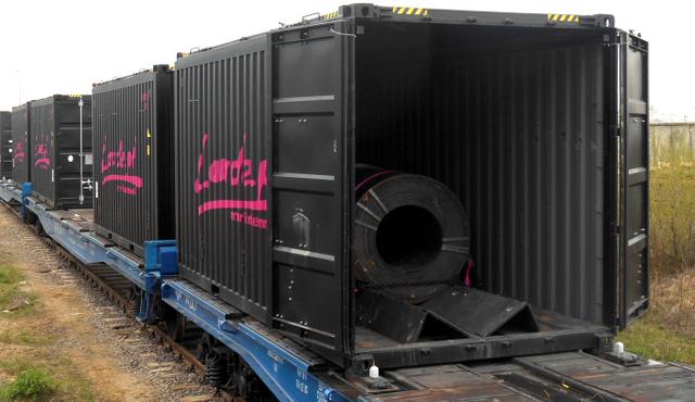4-axle container wagon with 2 x blue 22' coil container "RHEINKRAFT" - 2