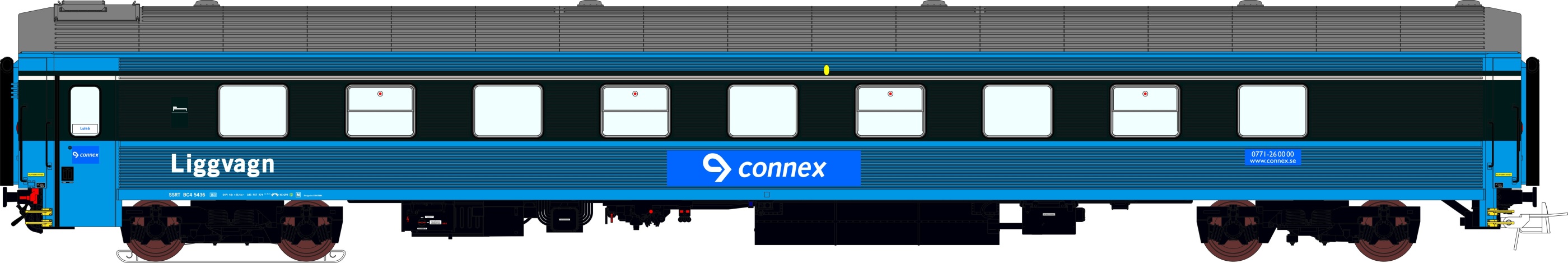 Liggvagn Connex BC4 5436 Blå gen. 2