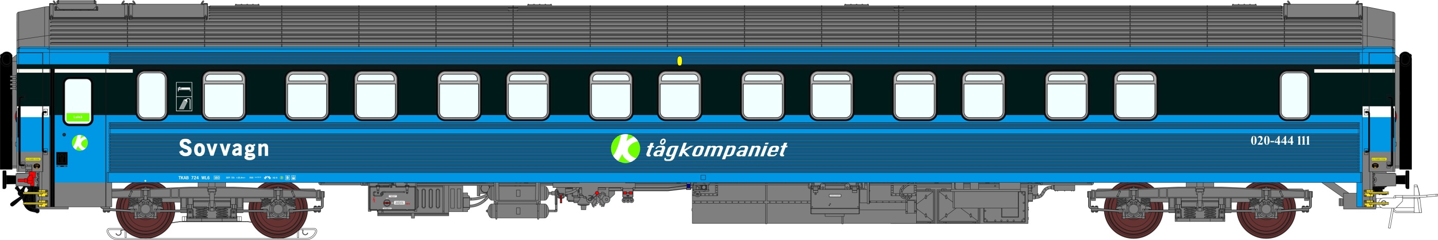 Sovvagn Tågkompaniet WL6 724 Blå Gen.1
