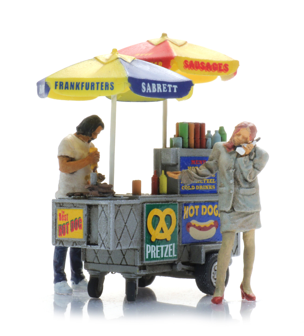 Varmkorvgubbe med vagn