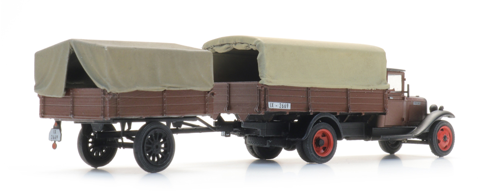 Opel Blitz 6 flatbed truck and trailer with tarpaulin - 3
