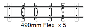 Feldbahnräls, flex 490 mm (5st)