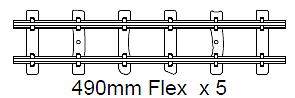 Feldbahnräls, flex 490 mm (5st)