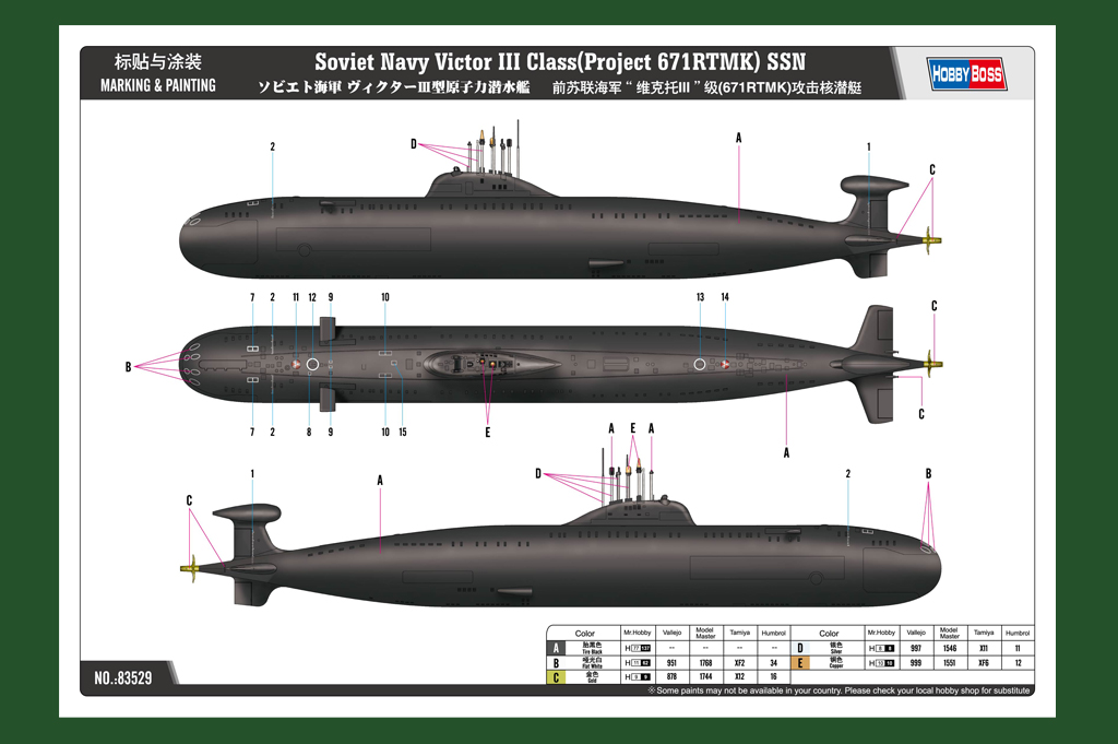 Soviet Navy Victor III Class(Project 671RTMK) SSN, 1/350 - 2