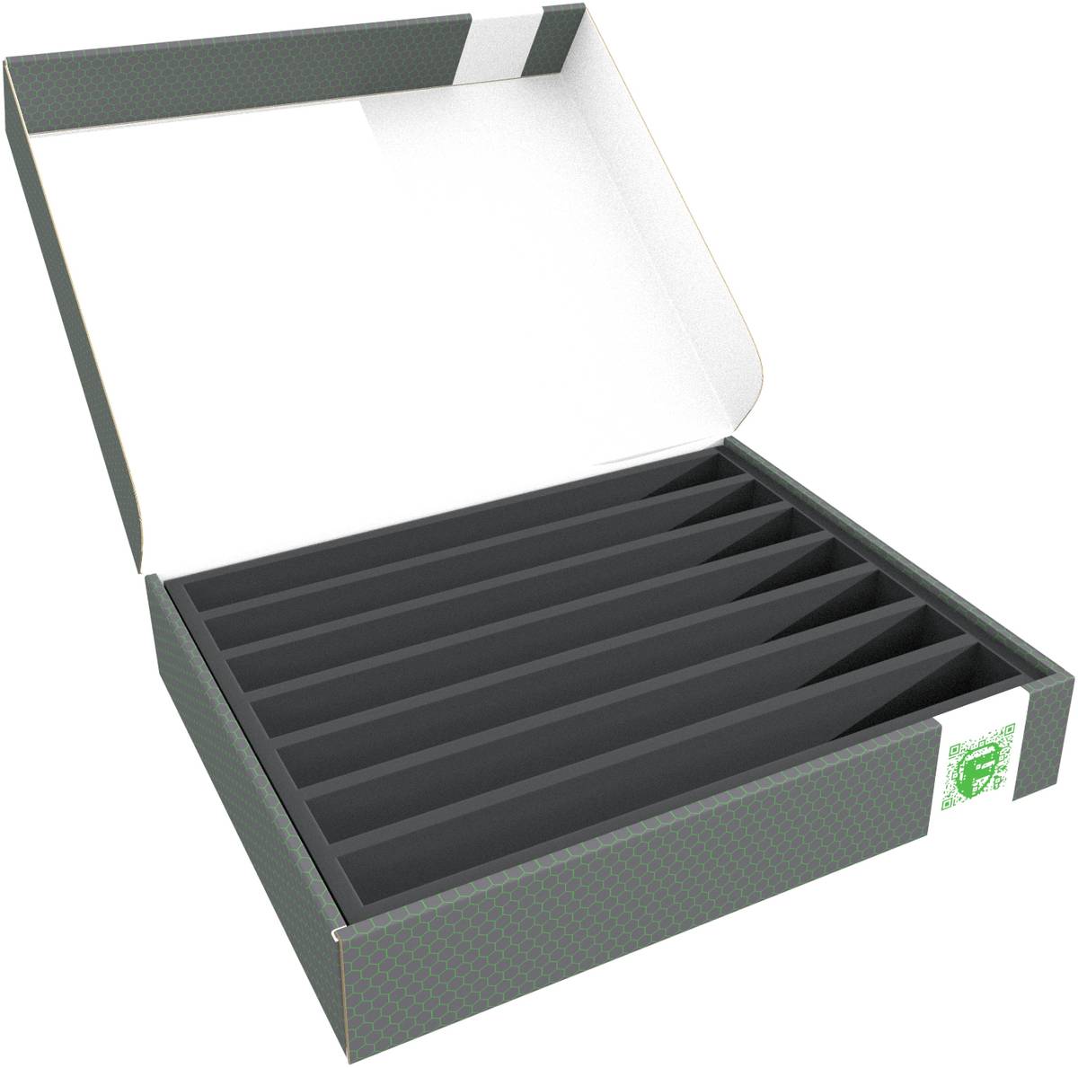Feldherr Storage Box FSLB055 for model railway locomotives, wagons and vehicles - 7 slots for TT gauge - vertical