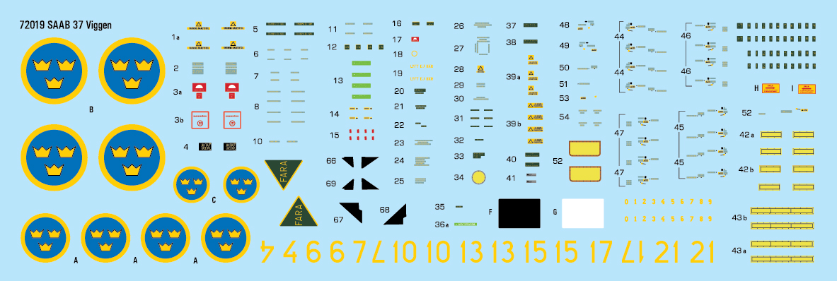 Saab 37 Viggen Stencils & National Insignias 1/72 - 3