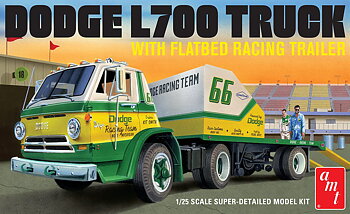 1966 Dodge L700 Truck w/Flatbed Racing Trailer 1/25