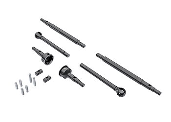 Axle shafts, front (2), rear (2)/ stub axles, front (2) (hardened steel)/ 1.5x7.8mm pins (2)/ 1.5x6mm pins (4)/ cross pins (2)