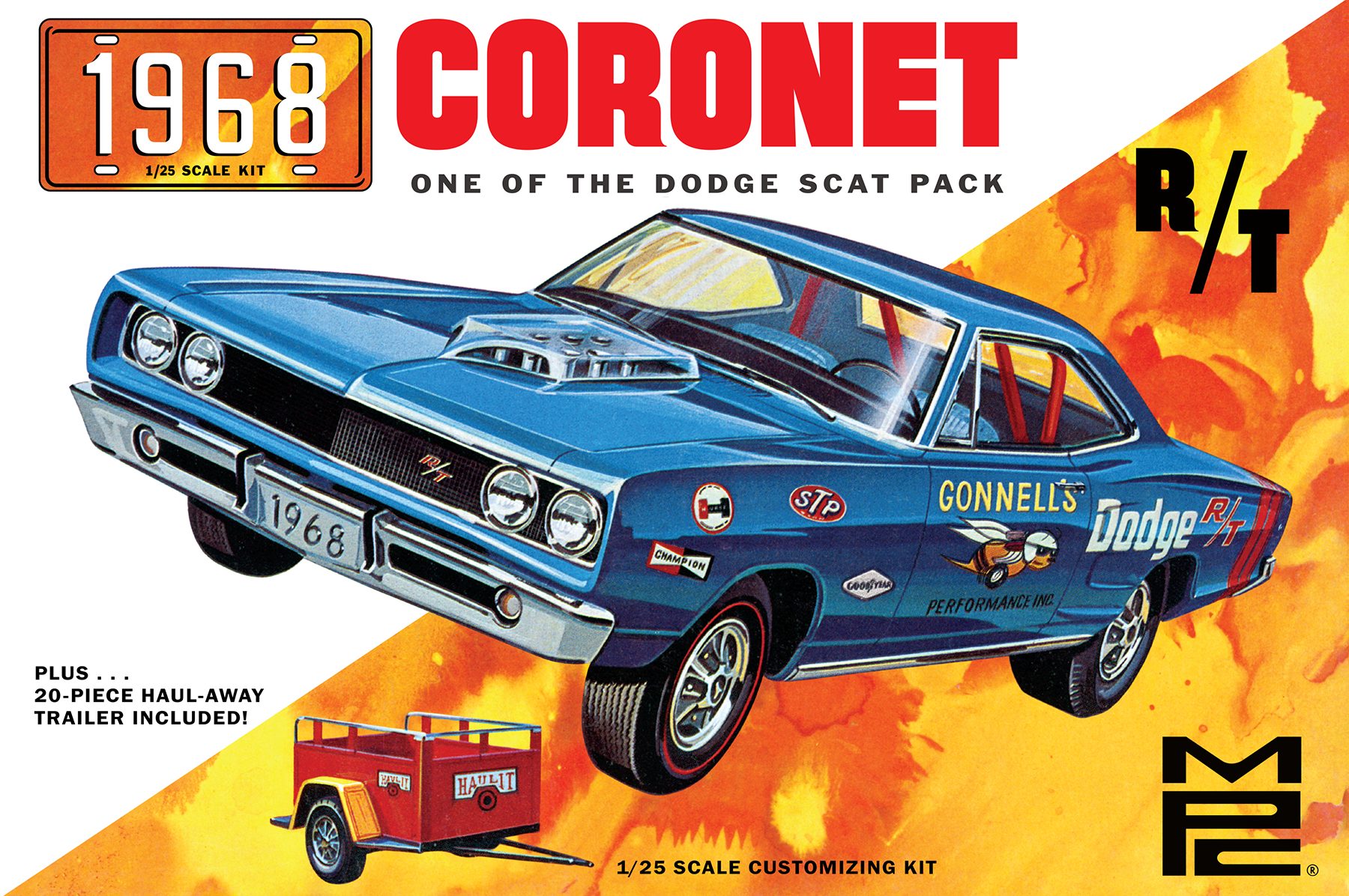 1968 Dodge Coronet Hardtop w/Trailer 1/25