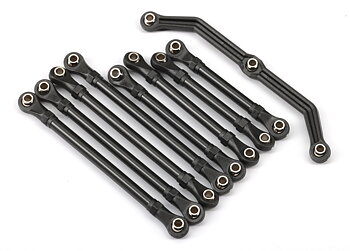 Suspension link set, complete (front & rear) (includes steering link (1), front lower links (2), front upper links (2), rear links (4)) (assembled with hollow balls)