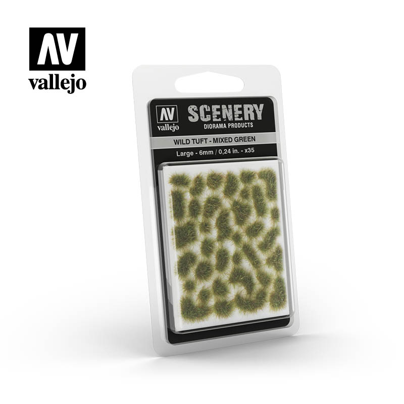 Vallejo Scenery: Wild Tufts - Mixed Green 6mm Vallejo Scenery: Wild Tufts - Mixed Green 6mm