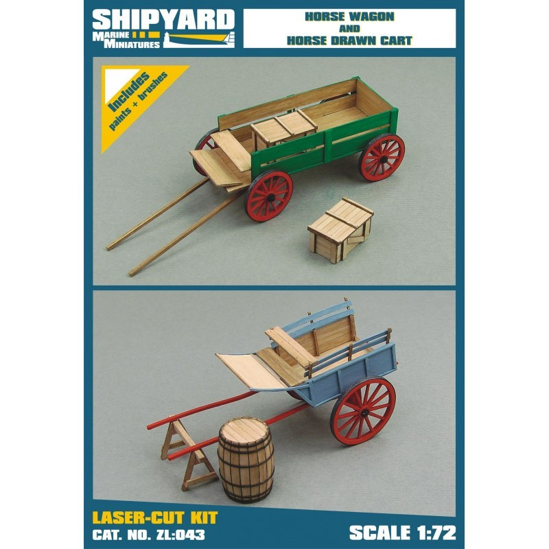 Horse Wagon and Horse Drawn Cart, laser cut 1/72