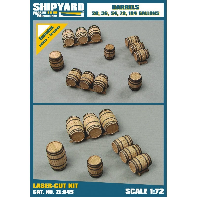 Barrels 28,36,54,72,184 Gallons, laser cut 1/72