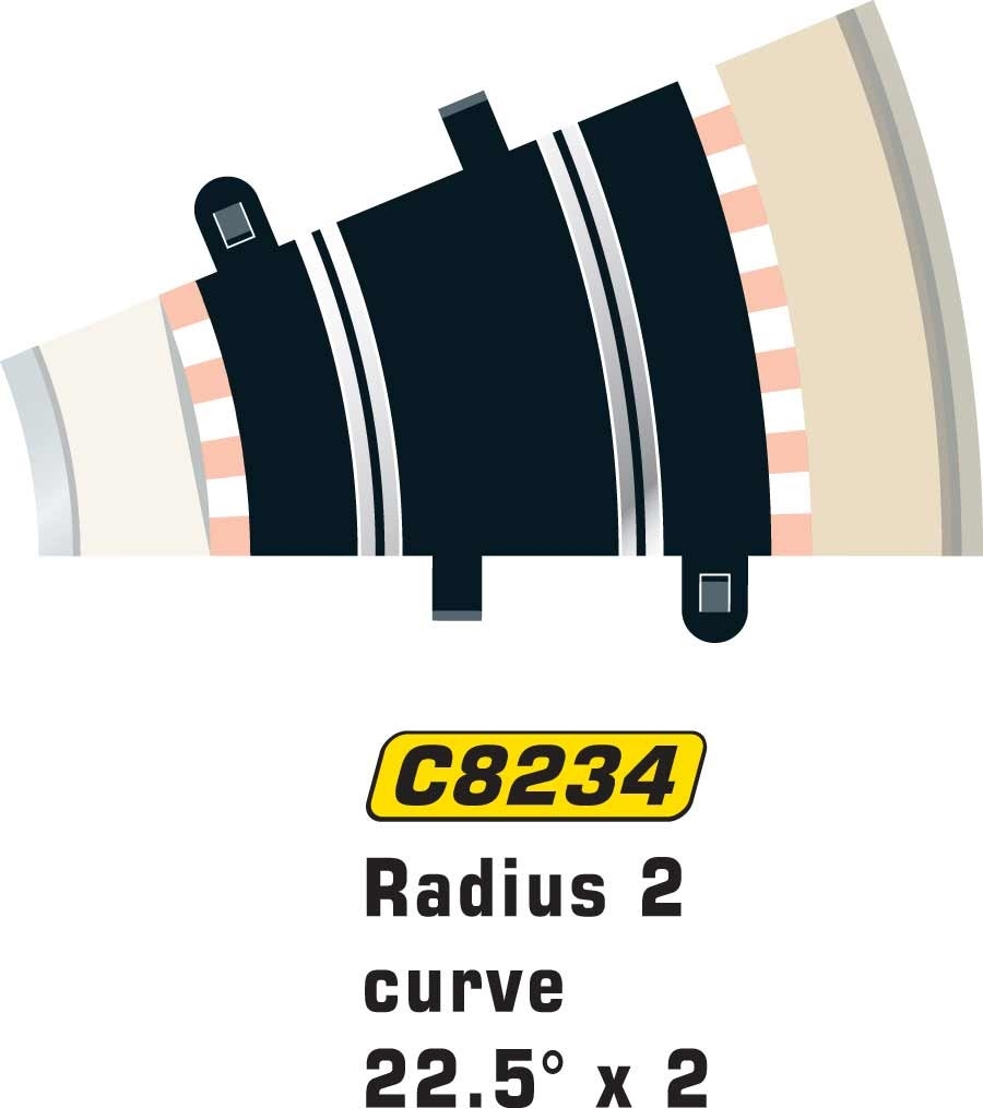 Scalextric Rad 2 Half Std Curve 22.5°