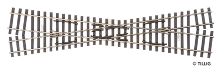 Korsning H0 vänster/H0m höger, 232mm 15°