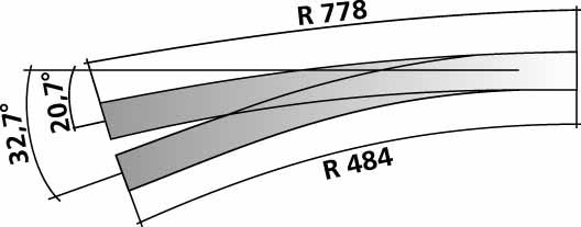 Kurvväxel IBW 9°/12° R778, vänster, cd83 - 2