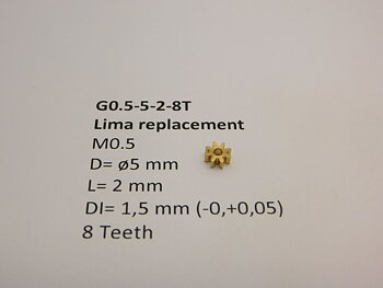 Drev M0.5 D=ø5 L=2 DI=1.5 mm,
