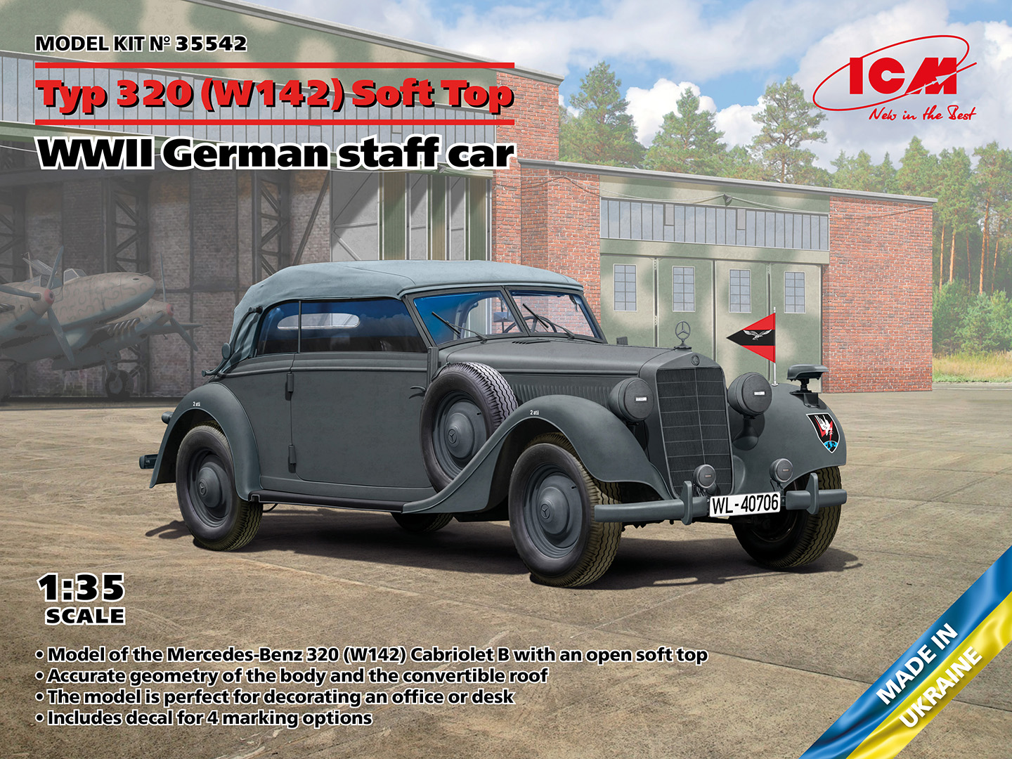 Typ 320 (W142) cabriolet stabsbil från andra världskrig 1/35