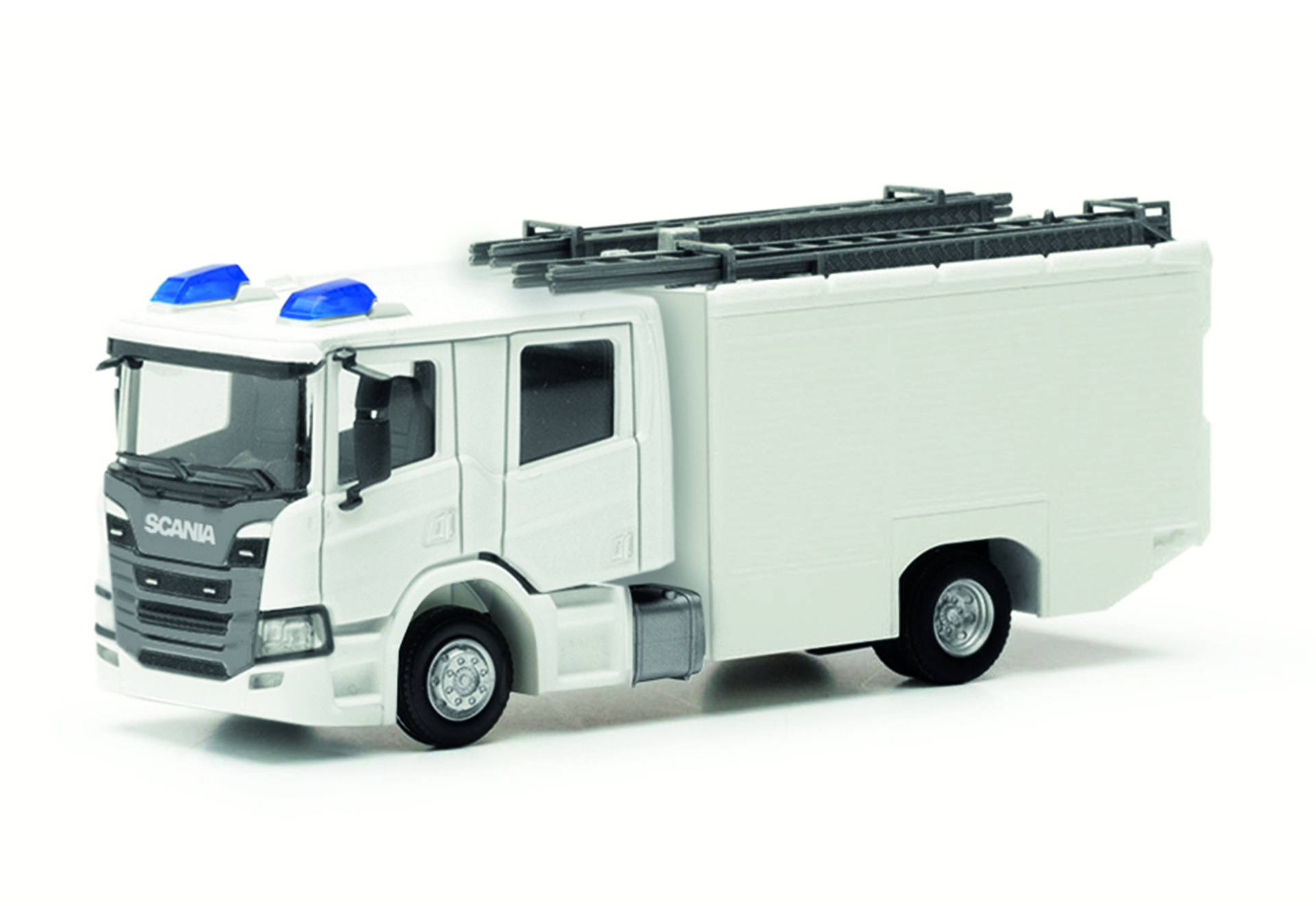 Scania CrewCab brandbil, vit otryckt