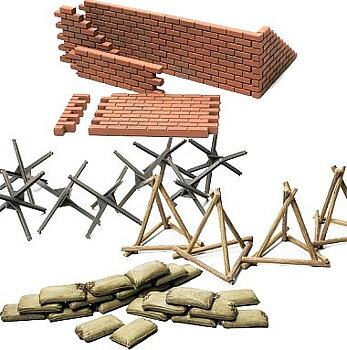 Brick Wall, Sand Bag & Barricade Set 1/48