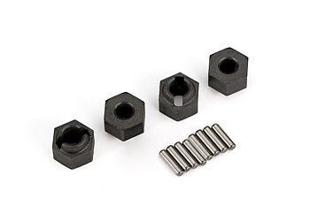Wheel hubs, 7mm hex (4)/ axle pins (8)