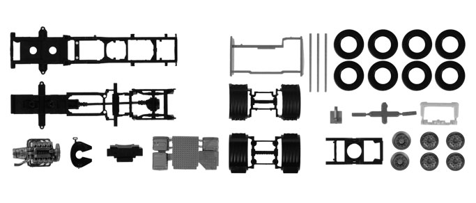 Chassis for Scania CS/CR 6x2 with chassis cladding Content