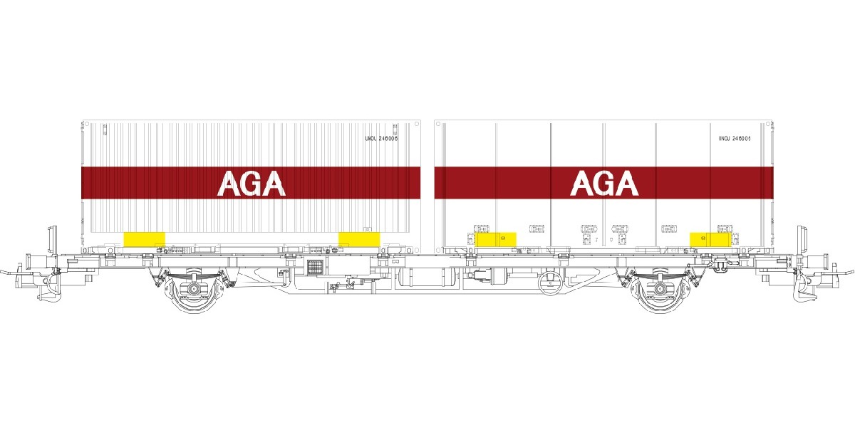 Containervagn CargoNet Lgns 42 76 443 2413-4, AGA - 2