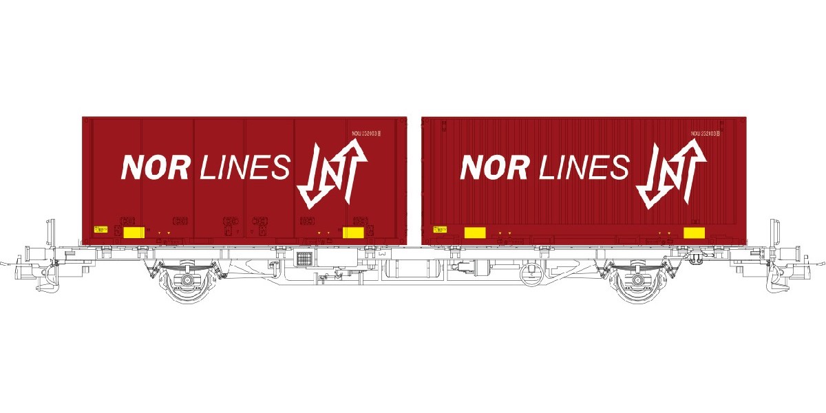 Containervagn CargoNet Lgns 42 76 443 2415-9, Nor-Lines