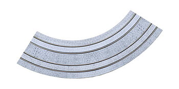 Spårvägsräls, kurva R204/R250, dubbelspår, asfalt