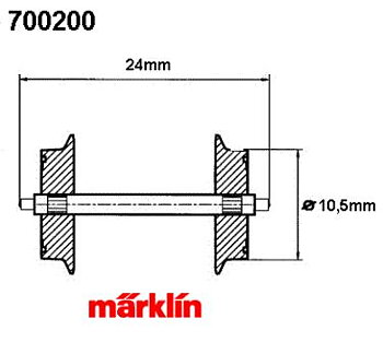 Hjulaxel 10mm AC, tapplager 24,1mm, per st