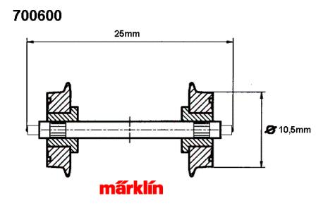Hjulaxel 10mm DC dubbel isol. tapplager, 24,8mm, per st