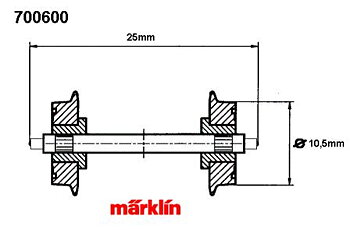 Hjulaxel 10mm DC dubbel isol. tapplager, 24,8mm, per st