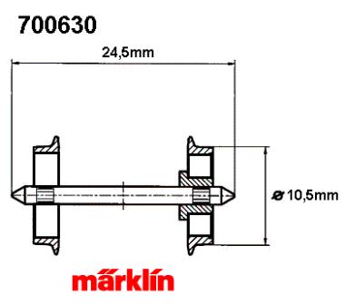 Hjulaxel 10mm (Ekerhjul), DC, spetslager, 24,4mm per st