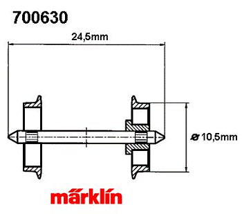 Hjulaxel 10mm (Ekerhjul), DC, spetslager, 24,4mm per st