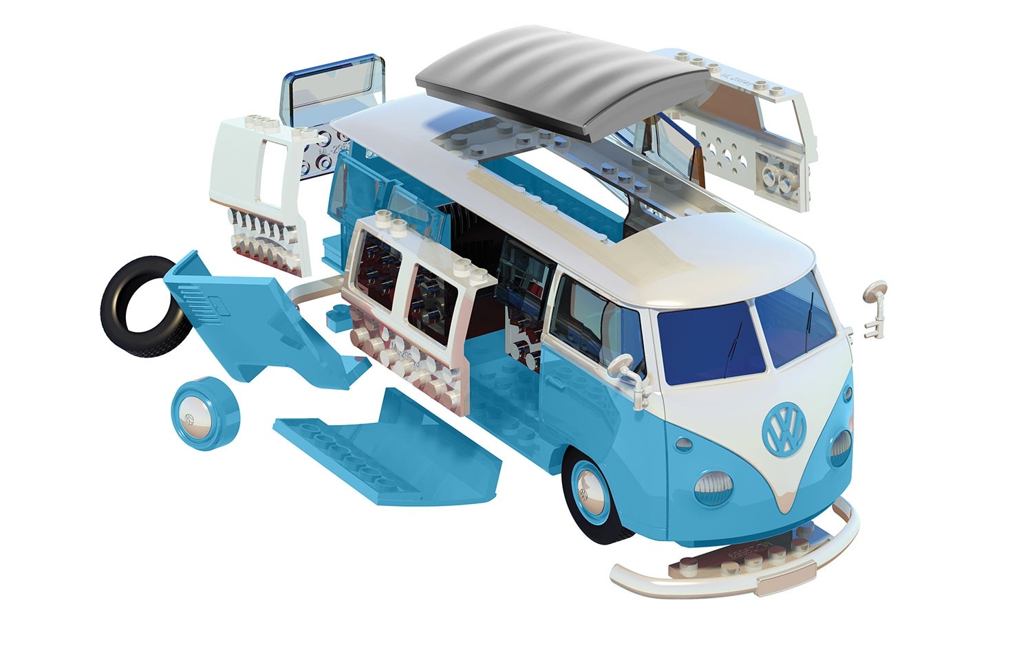 VW Camper Van Blue, Quick Build - 3