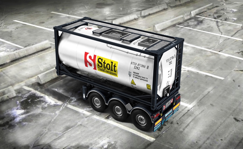 Trailer Tecnokar med 20ft tankcontainer, 1/24 - 2
