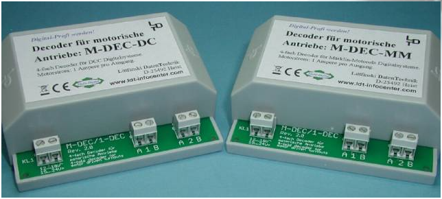 4-fold decoder for motor driven turnouts