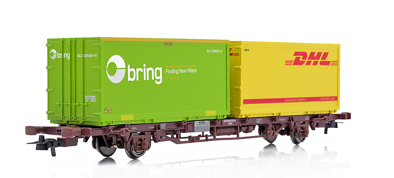 Containervagn CargoNet Lgns 2x 23" 'DHL/Bring'