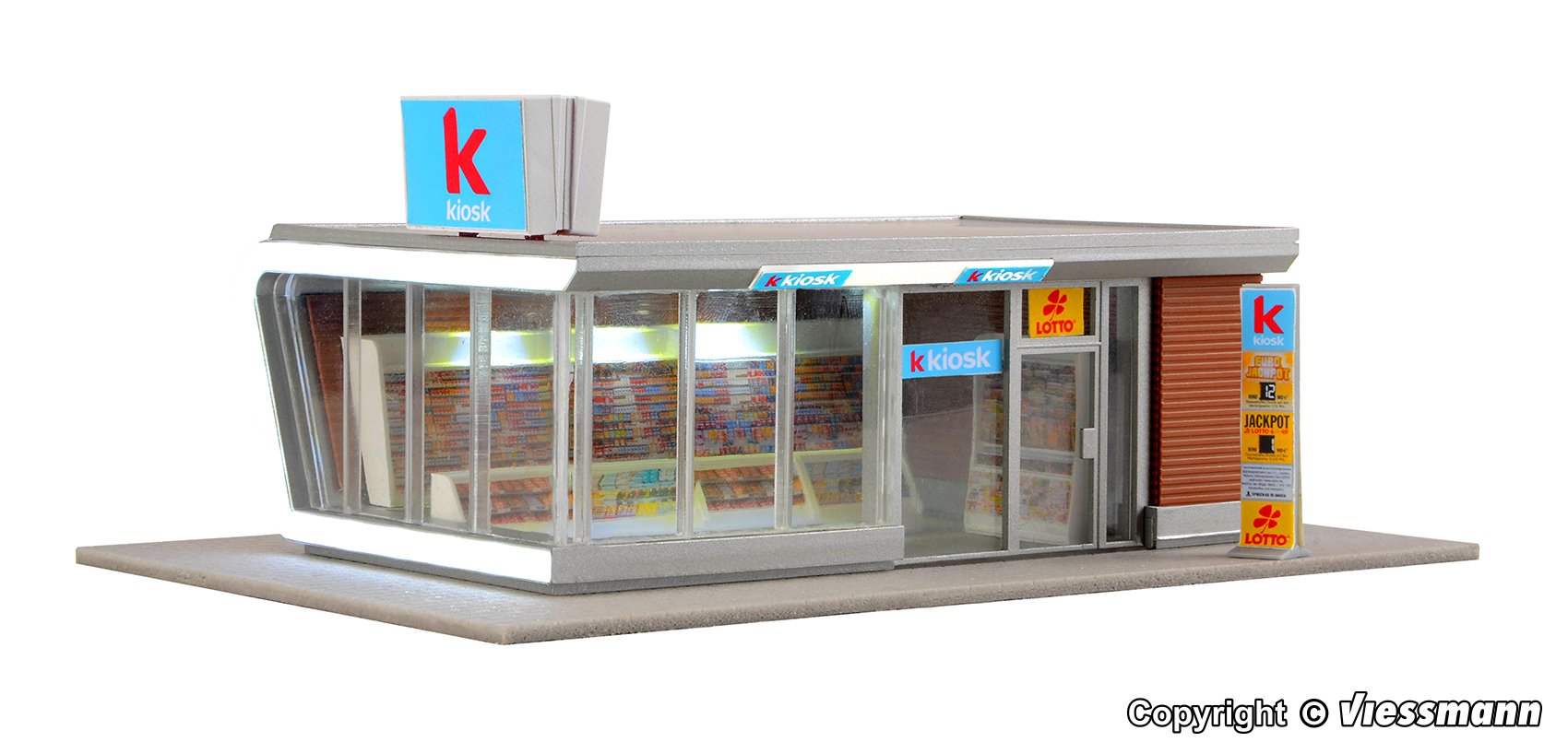 Kiosk i aluminium med LED-skylt