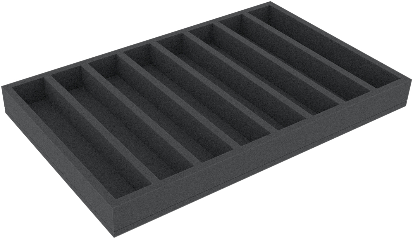 DS050A001 Foam inlay H0 Gauge - vertical - 8 slots for model railway locomotives, wagons and vehicles
