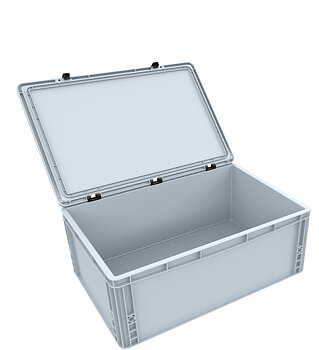 Eurocontainer 600x400x235mm, med lock, utan inrede