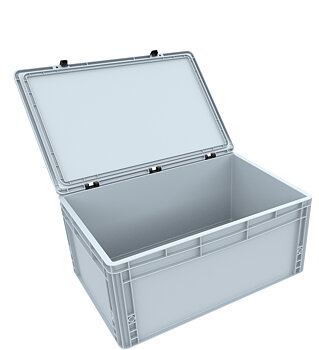 Eurocontainer 600x400x285mm, med lock, utan inrede