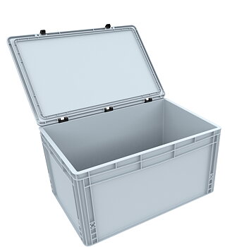Eurocontainer 600x400x335mm, med lock, utan inrede