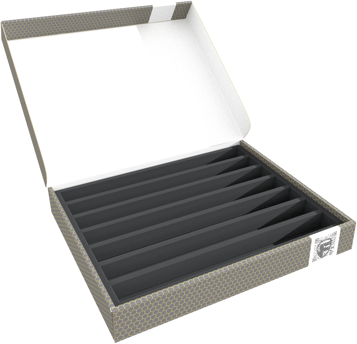 Feldherr Storage Box FSLB040 for model railway locomotives, wagons and vehicles - 7 slots for N gauge - horizontal