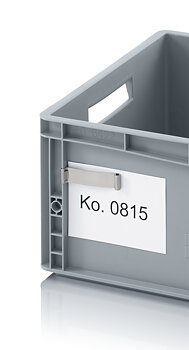 Label clip for euro containers / eurobox