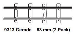 Feldbahnräls, rak skena 63 mm (2 st)