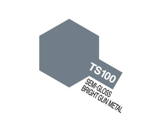 TS-100 Semi-gloss Bright Gun Metal, Tamiya spray (Plast)