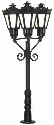 Parklampa trippel svart frostat glas 65mm