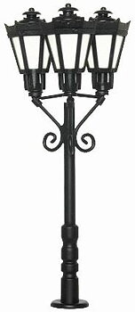 Parklampa trippel svart frostat glas 65mm